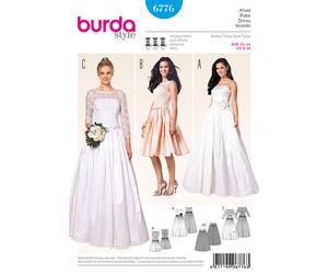 Burda 6776 Noche Vestido de Novia Misses Patrón Costura Talla 8-18 Dificultad: