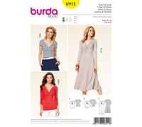Burda 6911 Vestido & Camisa Misses' Patrón de Costura Tallas 8-20 Skill : Fácil