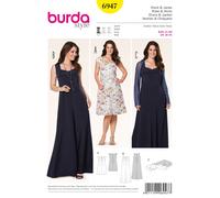 Burda 6947 Vestido Y Chaqueta Misses 'Más Costura Patrón Talla 18-34 Habilidad: