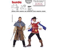 Burda 7976 - Patrones para disfraz de mosquetero de carnaval knappe (Hombre, Talla 48 - 60) niveles 3 Medio