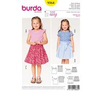Burda 9364 NIÑOS Falda & Camisa Patrón de Costura Edad 6-13 Años Skill : Muy