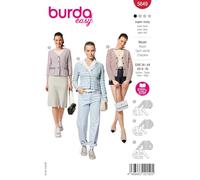 burda Easy 5649 - Chaqueta corta para mujer, diseño de corte de papel, talla 34-44, nivel de costura: muy fácil