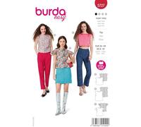 burda Easy 5727 - Patrón de costura para camiseta de verano con botones a presión y mangas de ala (talla 34-44)