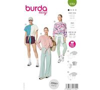 burda Easy - Patrón de costura para camiseta de mujer en 3 variantes, tallas 34-48