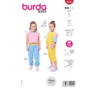 burda kids 9184 - Patrón de costura para confeccionar camisetas de manga corta para niño (varios modelos, tallas 104-146)