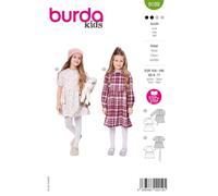 burda kids 9189 - Patrones de costura para confeccionar vestido de franela y sudadera para niña (talla 104-146)