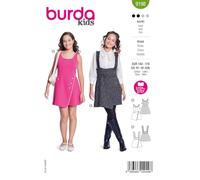 burda kids 9198 - Patrones de costura para vestidos cortos de niña (tallas 140-176)