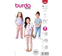 burda kids #9205 - Patrones de costura para confeccionar camisetas de niña con bolsillos, volantes y mangas casquillo (tallas 86-122)