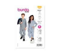 Burda Niños 9245 Unisex Mono Patrón de Costura Tallas 4-9 Dificultad: Fácil