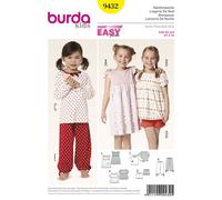 Burda Niños 9432 Niña Pijamas Ropa de Dormir Patrón Costura Siglos 3-10 Skill :
