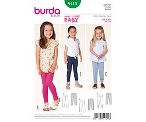 Burda Patrón 9415 Kids Legging para niña