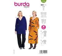 burda style 5704 - Patrón de costura para confeccionar vestidos de mujer con cuello en V (instrucciones en inglés y alemán)