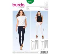 Burda Style 6543 - Patrón de costura para coser usted mismo, pantalones ajustados, vaqueros estrechos, para mujer, talla 32-46, nivel de costura: avanzado