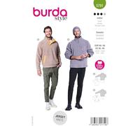 burda style - Patrón de costura para sudadera con cremallera para hombre (tallas 46-56)
