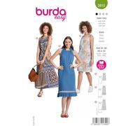 burdda easy 5810 - Patrón de costura para vestido de verano para mujer, tallas 34-48, hojas de papel con instrucciones (idioma español no garantizado), para principiantes