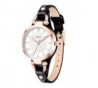 BUREI Reloj de pulsera para mujer con correa de piel, de lujo, de cuarzo, pequeño y delgado, reloj de pulsera Relogio Feminino, oro rosa y negro, Diseño clásico moderno y elegante, cómodo y no es