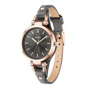 BUREI Reloj de pulsera para mujer con correa de piel, de lujo, de cuarzo, pequeño y delgado, reloj de pulsera Relogio Feminino, Gris profundo, Diseño clásico moderno y elegante, cómodo y no es fácil