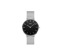 BUREI Reloj minimalista de cuarzo impermeable para mujer, correa de cuero marrón, correa de malla de acero inoxidable plateado/dorado, regalo para mujeres/mamás, Carátula negra, Classic