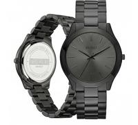 BUREI Relojes de Pulsera Minimalistas de Acero Inoxidable para Hombre, Reloj de Cuarzo Impermeable para Hombre, Todo Negro