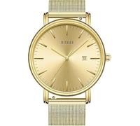 BUREI Relojes para hombre, minimalistas, analógicos, calendarios, de cuarzo, impermeables, para hombres, mujeres y estudiantes., dorado (All Gold), Minimalista