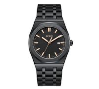 BUREI Relojes para hombre, regalos para el día del padre, de acero inoxidable, analógico, de cuarzo, impermeables, para hombres, todo negro, regalos para papá, Negro Rosado, Clásico, elegante, fácil