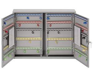 Burg-Wachter KC200HL Sterling Gabinetes de llaves de doble puerta resistentes, gris, 200 ganchos para llaves