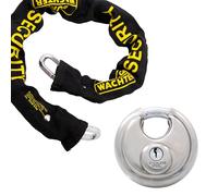 Burg Wachter SKM 6/60 SPL - Cadena de seguridad y candado de disco de acero inoxidable, 60 cm, 6 mm, color negro