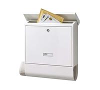 BURG-WÄCHTER - Buzón con compartimento para periódicos y placa para nombre, acero galvanizado, formato DIN C4, 2 llaves, AMZ 2500 W, color blanco
