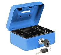 BURG-WÄCHTER Caja de caudales con cerradura de llave, Ranura para monedas y bandeja para dinero, Pequeña, Chapa de acero, Money 5012, Azul