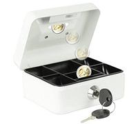 Caja de efectivo Burg-Wächter con cerradura con llave, ranura y monedero, pequeña, chapa de acero, Money 5012, blanca