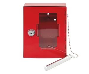 Burg-WÄCHTER Caja para Llave de Emergencia con Martillo rompecristales, 1 Gancho, 2 Llaves, para emergencias, Carcasa de Chapa de Acero, EMG 6165, Rojo Fuego (RAL 3002)