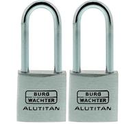 Burg-Wächter Candado Burg-Wächter, candado con llave, grosor del arco de 3,7 mm, cerradura de aluminio macizo, interior inoxidable, endurecido, aluminio titanio 770 HB 20 26 SB (Paquete de 2)