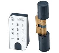 BURG-WÄCHTER Cerradura electrónica de seguridad para puertas secuENTRY, funcionamiento con código numérico, app o llave electrónica, incl. cilindro, ENTRY Home 5001 PIN, negro/blanco