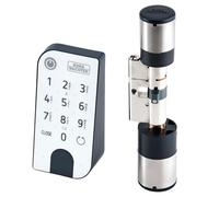 BURG-WÄCHTER Cerradura Electrónica para Puertas, Cilindro y Teclado, Apertura con App, Código PIN o Llave Electrónica, ENTRYeasy 7601 PIN, Negro/Acero