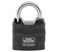 BURG-WÄCHTER Ocean 490 Ni 40 SB - Candado con 2 llaves (6,3 mm de grosor, resistente al agua, cuerpo de latón macizo, doble bloqueo), color negro