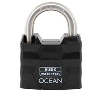 BURG-WÄCHTER Ocean 490 Ni 50 SB - Candado con 2 llaves (8 mm de grosor, resistente al agua, cuerpo de latón macizo, doble bloqueo), color negro