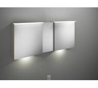 burgbad Badu armario con espejo con luz LED superior, 3 puertas, puerta central abatible a la izquierda, con iluminación LED para el lavabo, anchura 1500mm, SFUF150LF3690G0196, Color: Gris basalto mat