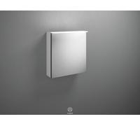 burgbad Badu armario con espejo con luz superior LED, 1 puerta a la derecha, anchura 600mm, SFTU060RF3689G0196, Color: Blanco mate / Blanco mate, tira de asas anodizado antracita G0196