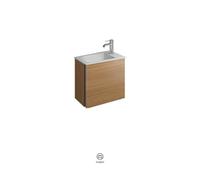 burgbad Badu lavabo bajo para lavabo, terciopelo blanco, incluye mueble bajo para lavabo, 1 puerta a la derecha, anchura 520mm, SFUM052RF3698C0037G0196, Color: Tectona decor canela / Tectona decor can
