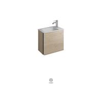 burgbad Badu lavabo resina mineral terciopelo blanco, incluye mueble bajo para lavabo, 1 apertura a la izquierda, anchura 520mm, SFUM052RF3695C0037G0196, Color: Roble decorado Cashmere / Roble decorad