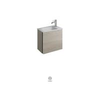 burgbad Badu lavabo resina mineral terciopelo blanco, incluye mueble bajo para lavabo, 1 apertura a la izquierda, anchura 520mm, SFUM052RF3696C0037G0196, Color: Roble decorado Flanelle / Roble decorad