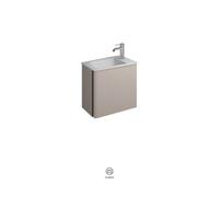 burgbad Badu lavabo resina mineral terciopelo blanco, incluye mueble bajo para lavabo, 1 apertura a la izquierda, anchura 520mm, SFUM052RF3690C0037G0196, Color: Gris basalto mate / gris basalto mate, 
