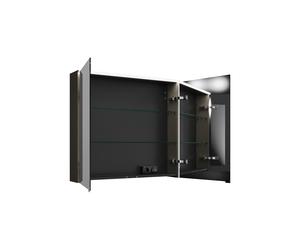 burgbad Eqio armario con espejo con luz LED superior, 2 puertas, 900x800x170mm, SPGS090F2010, Cuerpo: Gris alto brillo
