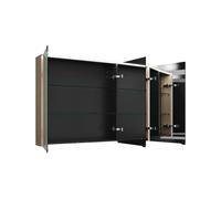 burgbad Eqio armario con espejo con luz LED superior, 3 puertas, bisagra central derecha, 1200x800x170mm, SPGS120LF3180, Cuerpo: Roble Decor Cachemira