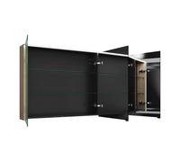 burgbad Eqio armario con espejo con luz LED superior, 3 puertas, bisagra central derecha, 1400x800x170mm, SPGS140LF3180, Cuerpo: Roble Decor Cachemira