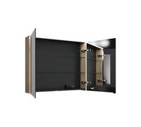 burgbad Eqio armario con espejo con luz LED superior e iluminación de lavabo, 2 puertas, 1000x800x170mm, SPGT100F3180, Cuerpo: Roble Decor Cachemira