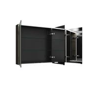 burgbad Eqio armario con espejo con luz LED superior e iluminación de lavabo, 3 puertas, bisagra central derecha, 1200x800x170mm, SPGT120LF2010, Cuerpo: Gris alto brillo