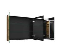 burgbad Eqio armario con espejo con luz LED superior e iluminación de lavabo, 3 puertas, bisagra central derecha, 1400x800x170mm, SPGT140LF5662, Cuerpo: Decoración urbana en roble
