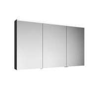 burgbad Eqio armario con espejo con luz LED superior e iluminación de lavabo, 3 puertas, bisagra central izquierda, 1400x800x170mm, SPGT140RF2010, Cuerpo: Gris alto brillo