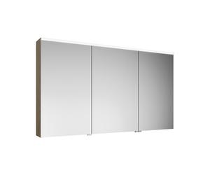 burgbad Eqio armario con espejo con luz LED superior e iluminación de lavabo, 3 puertas, bisagra central izquierda, 1400x800x170mm, SPGT140RF3180, Cuerpo: Roble Decor Cachemira